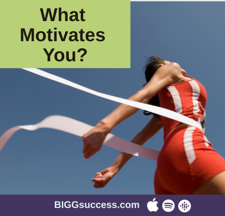 female runner crosses the finish line first with the blog title What Motivates You