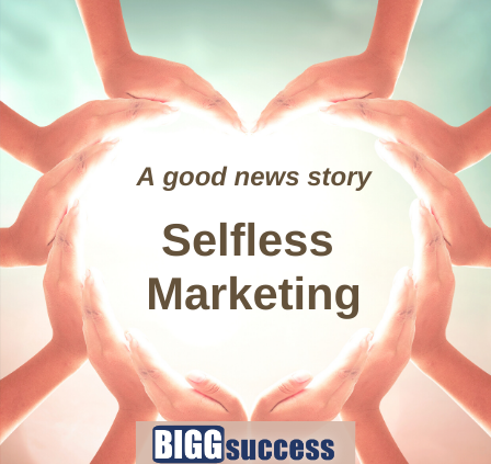 hand form a heart with the blog post title Selfless Marketing
